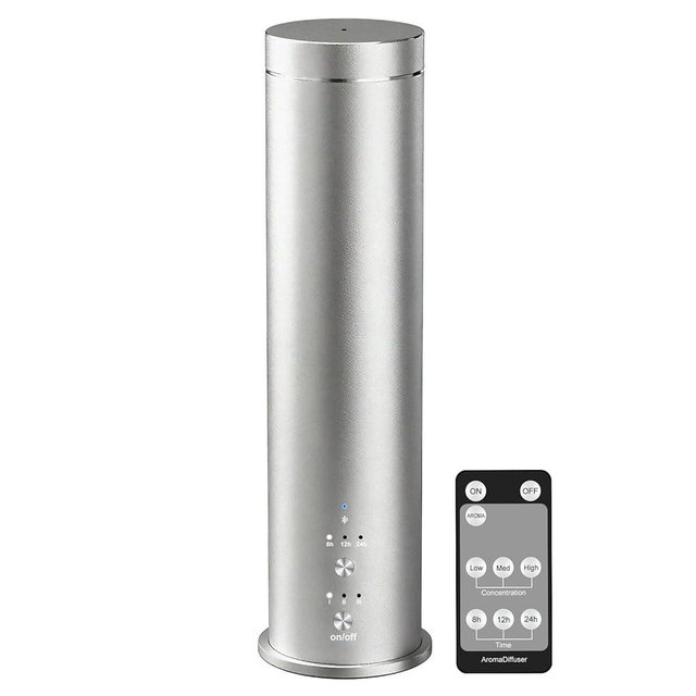 WEKELL Waterless Essential Oil Diffuser Large Room Scent Diffuser for Home, Office, Hotel and Spas - Aromatherapy Diffuser Fragrance Oil Machine, Remote Control, Timer, Silver