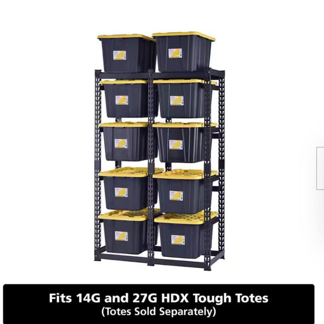Husky 10-Tote Metal Storage Rack for HDX 14 and 27 Gal. Totes (50 in. W x 78 in. H x 24 in. D)