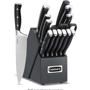Cuisinart 15-Piece Knife Set with Block, High Carbon Stainless Steel, Forged Triple Rivet, Black/Black C77BTR-15PBK