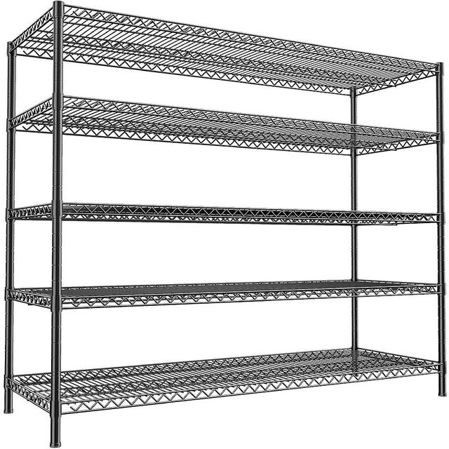 REIBII 55.5" W Storage Shelves 3200LBS Metal Shelving 5 Tier Wire Shelving Unit Garage Shelving Heavy Duty Metal Shelves for Storage Rack Commercial Adjustable Pantry Shelf, 55.5" W X 18''D X 71" H