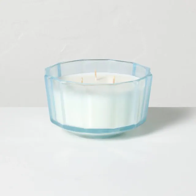 3 Wick Medium Colored Glass Faceted Lavender and Birch Jar Candle 12oz - Hearth & Hand™ with Magnolia