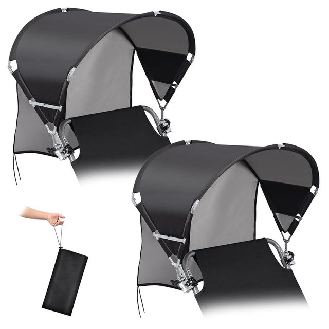Universal Chair Umbrella Canopy, Foldable Portable UPF 50+ Chair Sun Shade Attachment with Adjustable Clamp Fits Most Brands’ Beach, Outdoor, Travel, Fishing, Patio, Tanning, Zero Gravity, 2 Pack