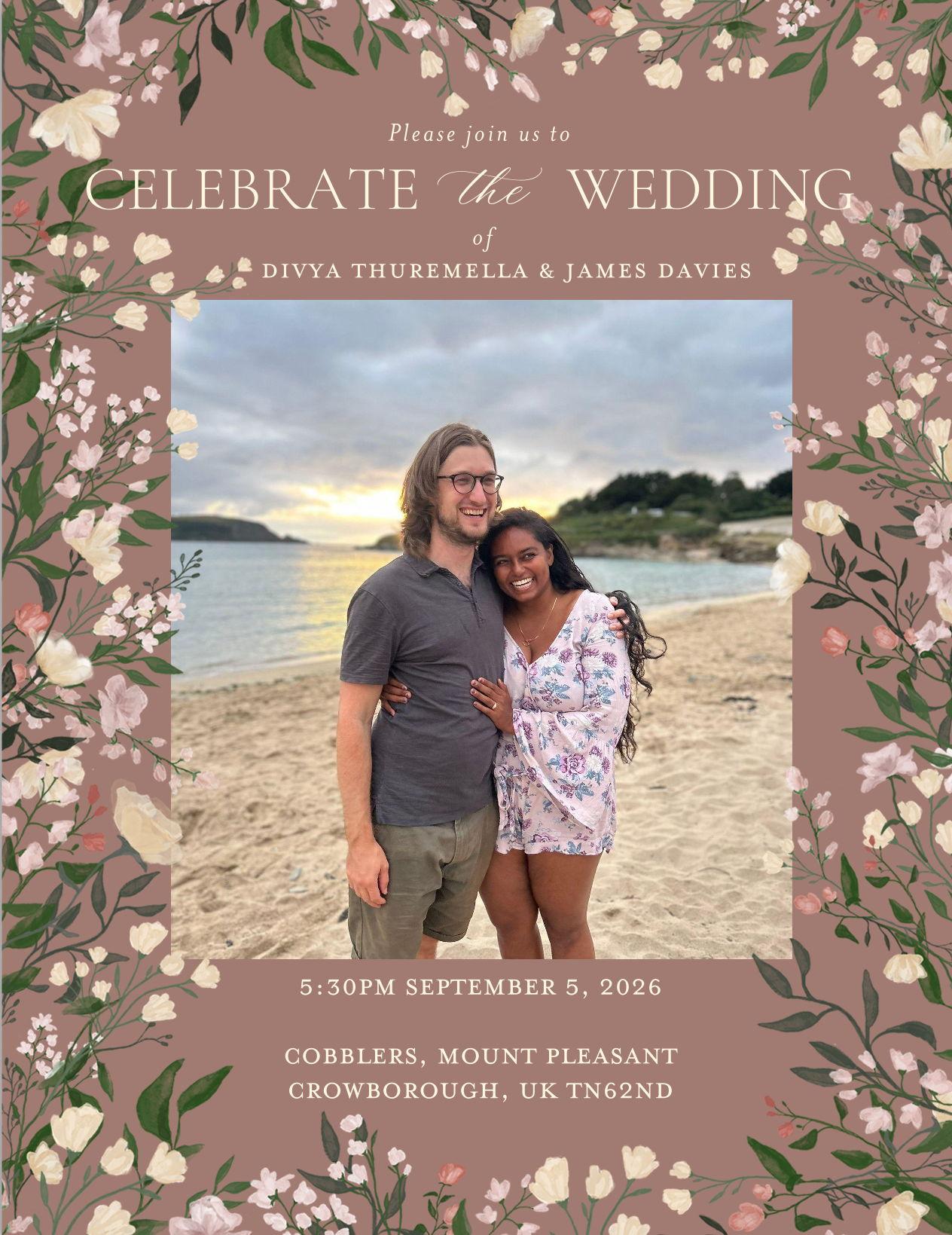 The Wedding Website of Divya Thuremella and James Davies