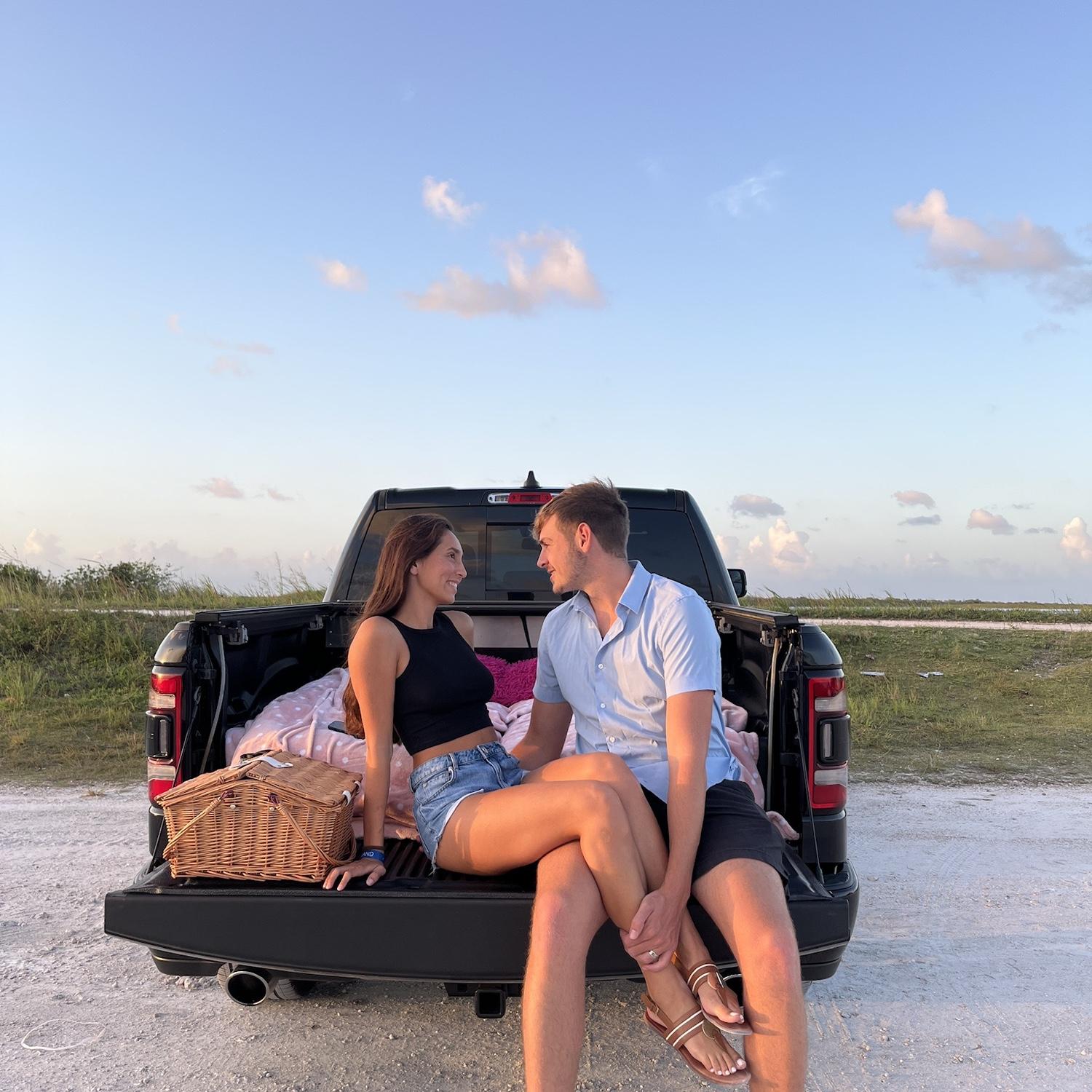 Sunset truck picnic date