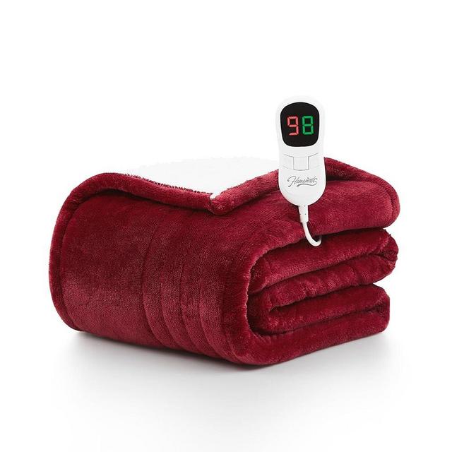 Homemate Heated Blanket Electric Throw - 50"x60" Heating Blanket Throw 1/2/4/6/8 Hours Auto-off 10 Heat Level Heat Blanket Over-heat Protection Flannel Sherpa Heater Blanket Electric ETL Certification