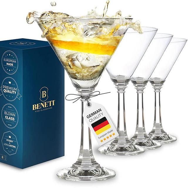 BENETI Martini Glasses Set of 4, 11 Ounces Mouth Blown Crystal Like Clear Glasses for Martini Glasses, 4 Piece Cocktail Glasses Set, Tall Martini Glasses