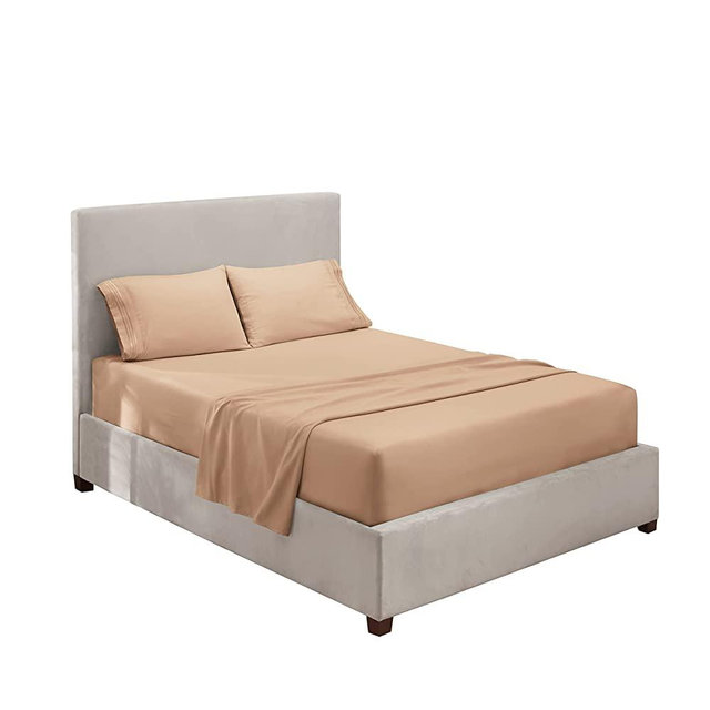 Clara Clark Bed Sheets, Premier 1800 Series 4 Piece Set, Deep Pocket Brushed Microfiber, Wrinkle, Fade, Stain Resistant, King Size, Taupe Sand