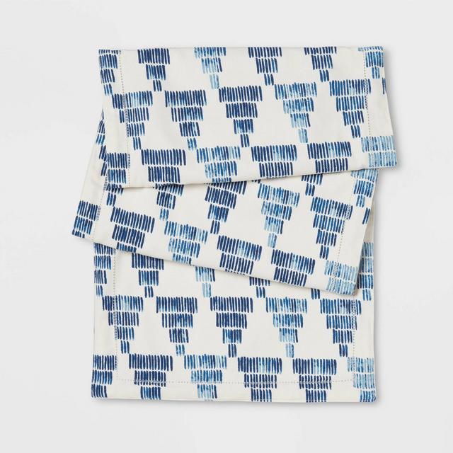 72" x 14" Cotton Block Print Table Runner Blue - Threshold™