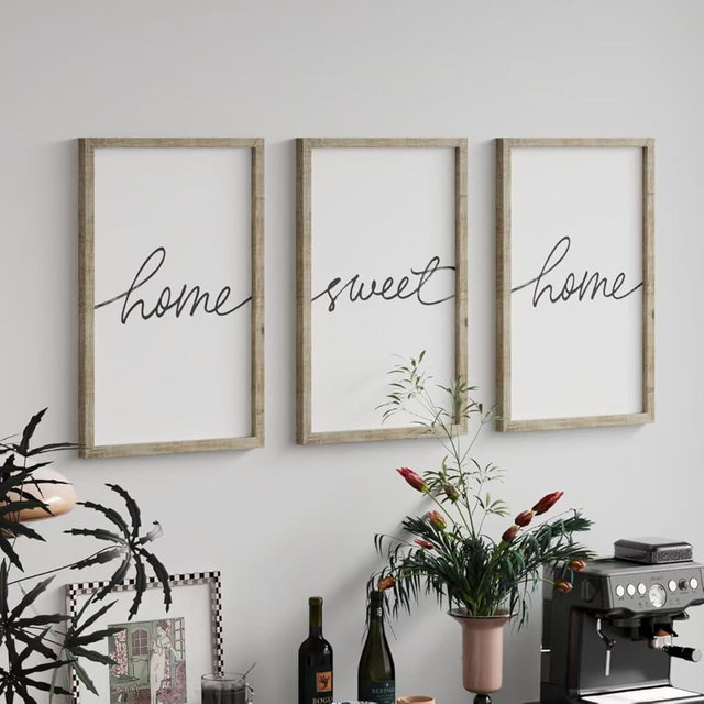 ZAZIWZ Set of 3 Farmhouse Home Sweet Home Sign 12''x16" Framed Living Room Wall Decor Modern Rustic Home Wall Art Large Wood Signs for Bedroom Kitchen (Wood)