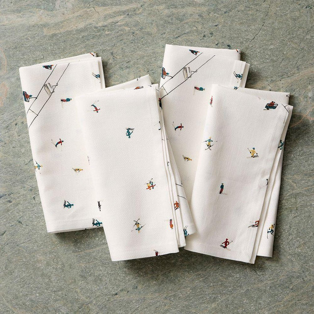 Holiday Skiers, Napkin, Set of 4