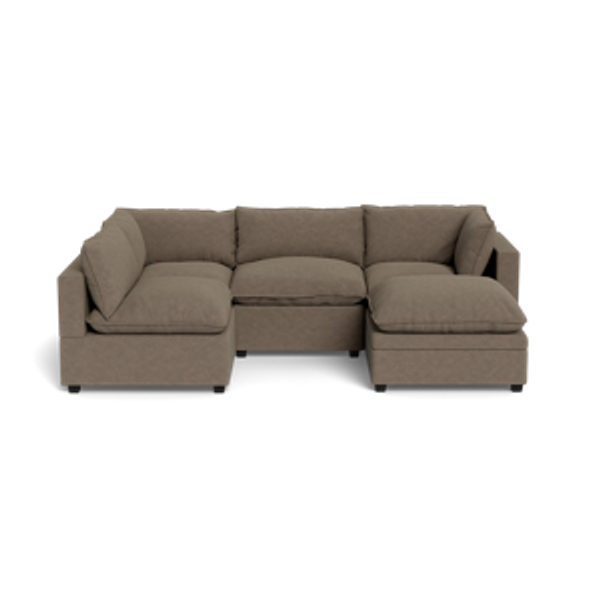 Kova Pillow Cushion L-Shape + Ottoman with Storage in Hazelnut