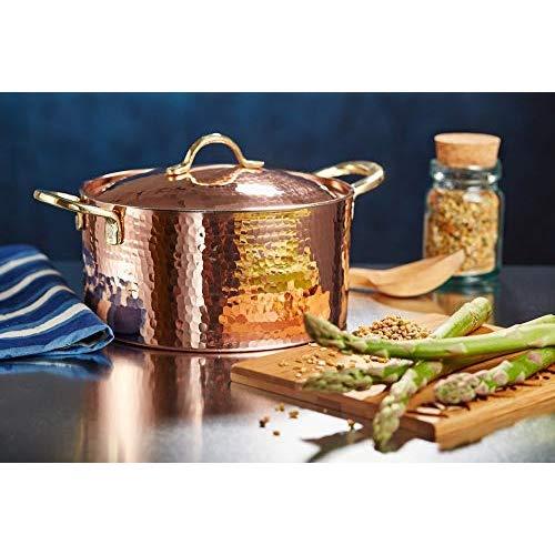 New DEMMEX 1.2MM Thick Hammered Copper Soup Pot Stew Pan Casserole, 3.4 Quart (3.8 Quart)