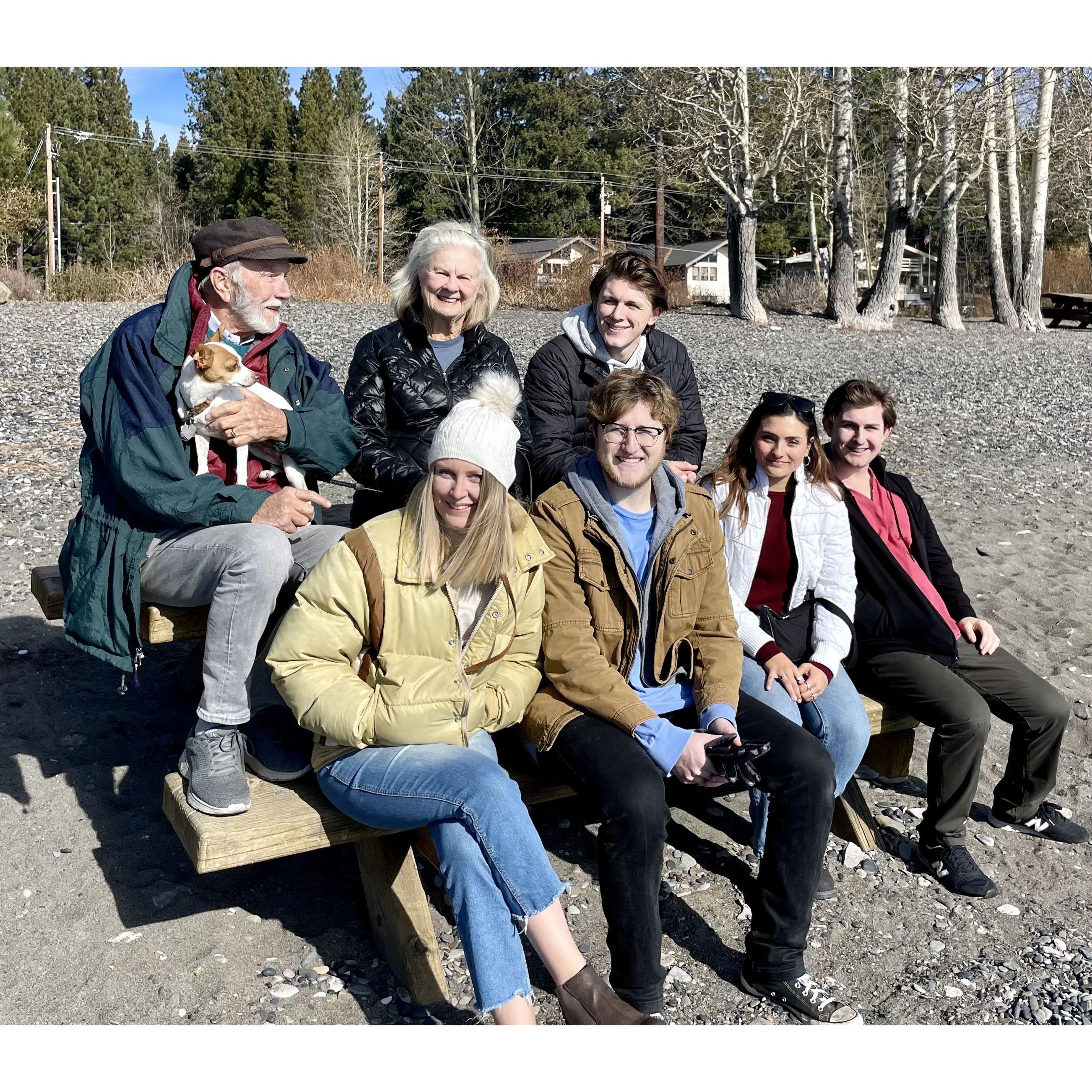 One of many Tahoe trips with the Harris family, including Devon's grandparents, brother's Jonah and Luke, and bridesmaid Analea.