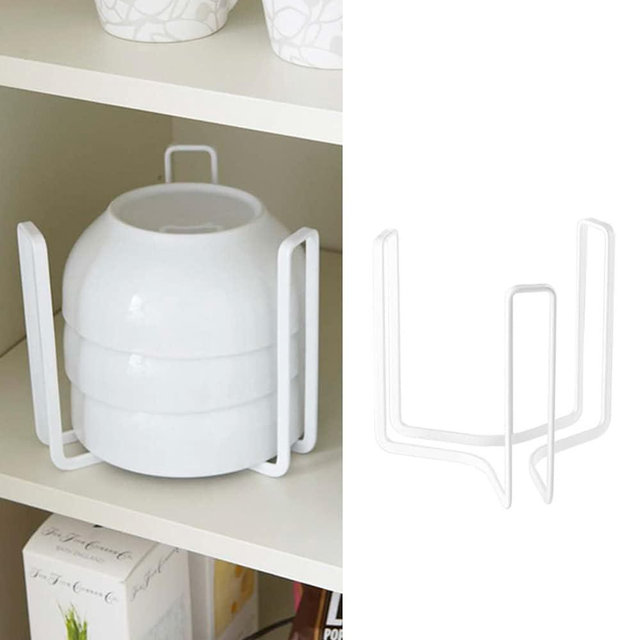 2PCS Dinnerware Bowl Plate Holder ,Bowl Holders Organizer Fit for 6.5 Inches Diameters Bowl, Metal Bowl Storage Dying Display Rack for Kitchen Drawer, Countertop, Cabinet, Shelf, Cupboard(White）