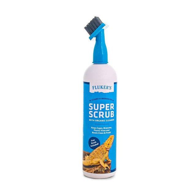 Fluker's Super Scrub Brush & Organic Cleaner for Reptile Terrariums, Ensures Safe & Easy Cleaning, Deodorizes Terrarium
