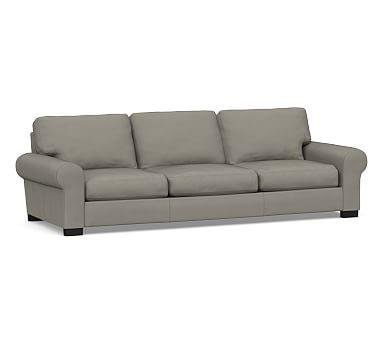 Turner Roll Arm Leather Grand Sofa-3-Seater 109", Down Blend Wrapped Cushions, Nubuck Graystone