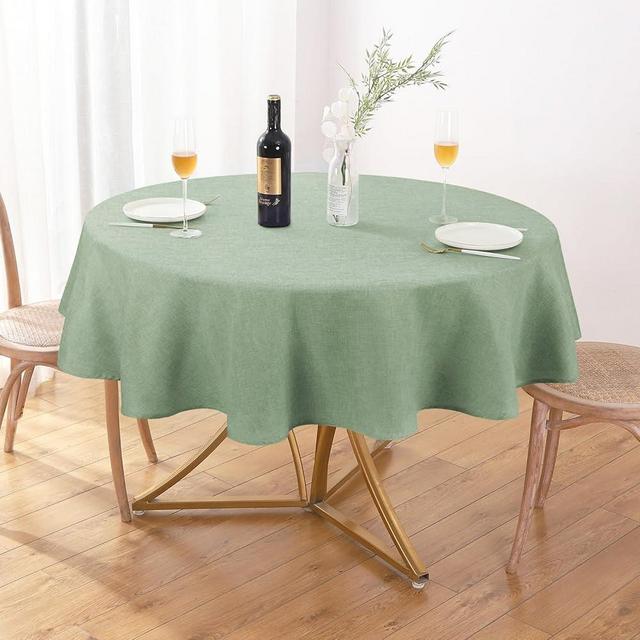 AUSSPVOCT Textured 50 Inch Round Tablecloth Up to 35'' Dia Tables, Waterproof Spill-Proof Wipeable Table Cloth Wrinkle Free Circle Dining Tablecover for Birthday Farmhouse Outdoor Party Tablecloths