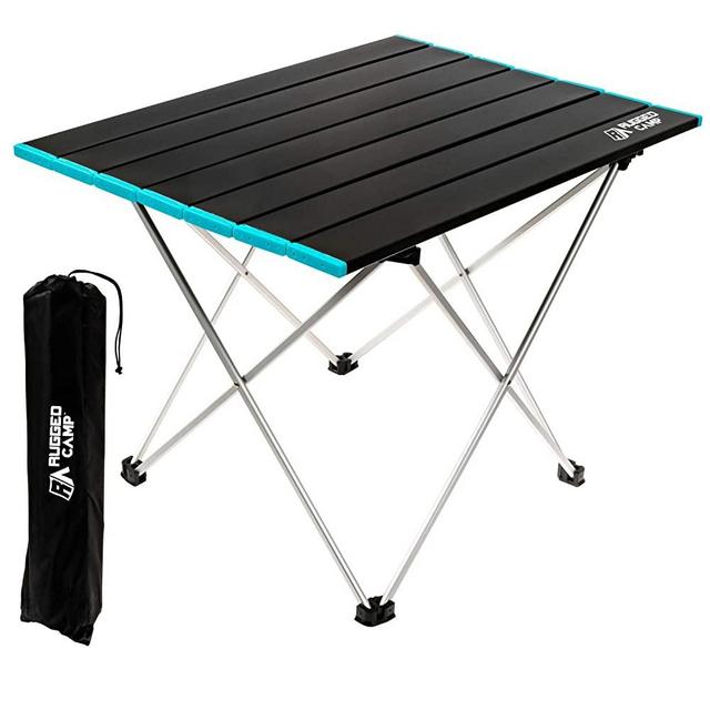 Rugged Camp - Foldable Camping Table - Portable, Strong, Ultralight Coffee or Side Table - Easy Clean Aluminum Folding Top - Ideal for Outdoors, Camping, Backpacking, Beach, Picnics - Small