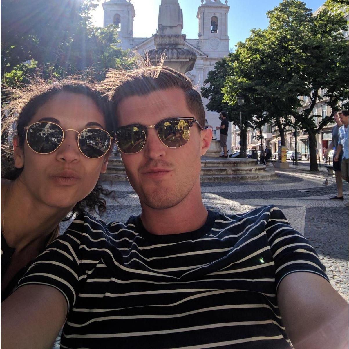 July 2017 - Hanging at an outside café in Lisbon, Portugal