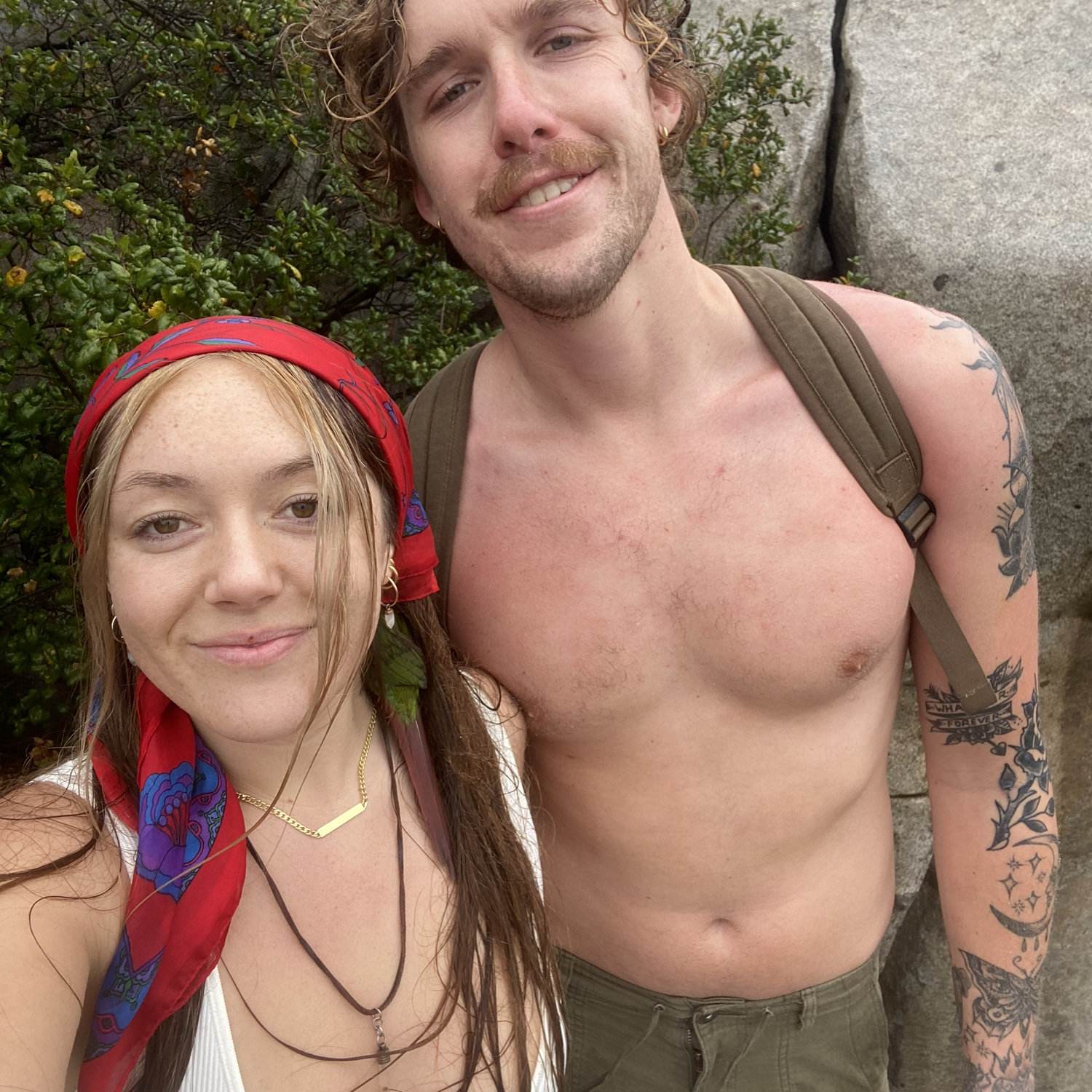 Austin, Yoko and I on a rainy hike