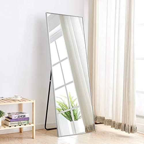 Aluminum Alloy Thickened Frame-65"x22", Full Length Mirror, Floor Mirror, Standing Mirror, Full Body Mirror, Large Mirror, Floor Length Mirror, Wall Mirror, Silver Mirror, Silver Aluminum Frame