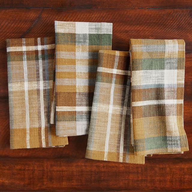 Montecito Plaid Cotton/Linen Napkins, Set of 4