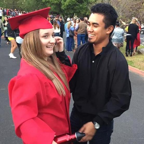 Jordan Graduating from Columbia College with Jake by her side.