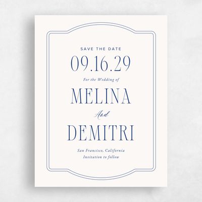 Blue Typography Wedding Save the Date - Ivette Portrait