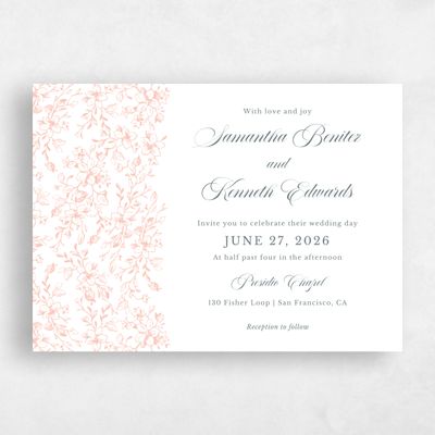 Peach Blush, Orange Wedding Invitation - Venado Landscape