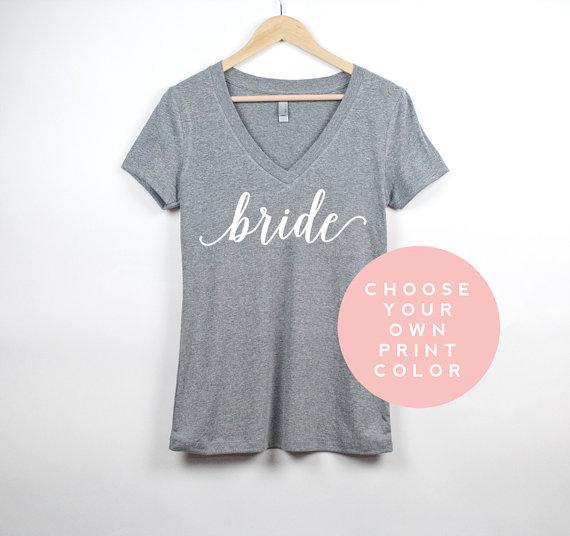 Bride Shirt | Custom V Neck Bachelorette Party Shirts | Personalized Bridal Shower Shirts | Wifey Shirt Custom Color Bride Gift | Bridesmaid