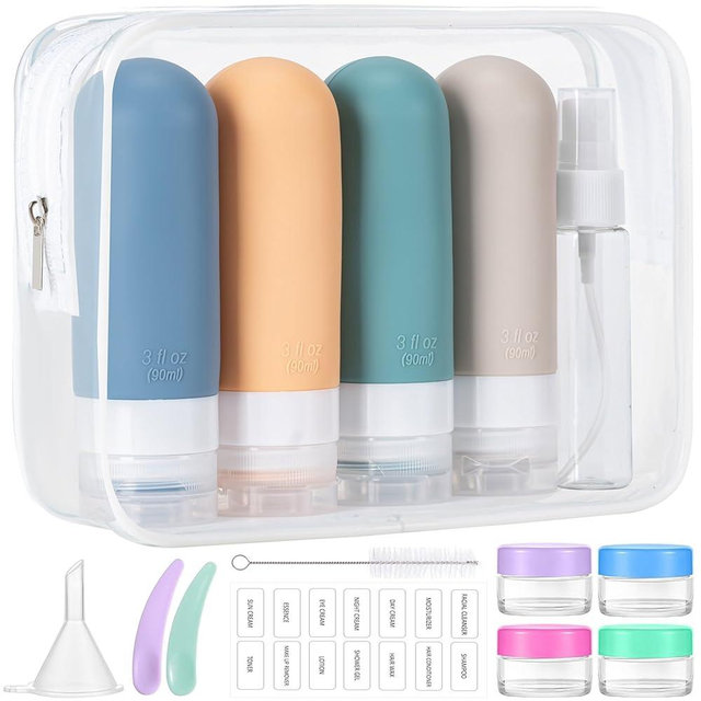 MODENGKONGJIAN 16 Pack Travel Bottles for Toiletries,TSA Approved Silicone Squeezable Travel Shampoo Bottles, 3oz Leak Proof Refillable Toiletry Cosmetic Containers（16 Pcs/Light Yellow）