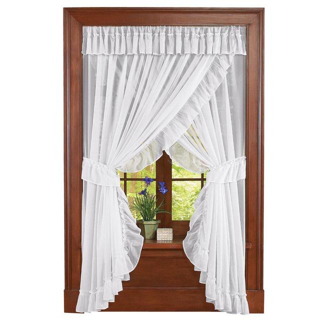 Ducharme Ruffled Solid Sheer Tab Top Curtain Panels
