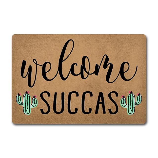 Funny Welcome Doormat For Entrance Way Indoor Front Porch Decor Small Rugs Welcome Succas Cute Cactus Personalized Funny Home Decor Mat Anti-Slip Rubber Novelty Prank Gift Mats23.7"(L) x 15.9"(W)