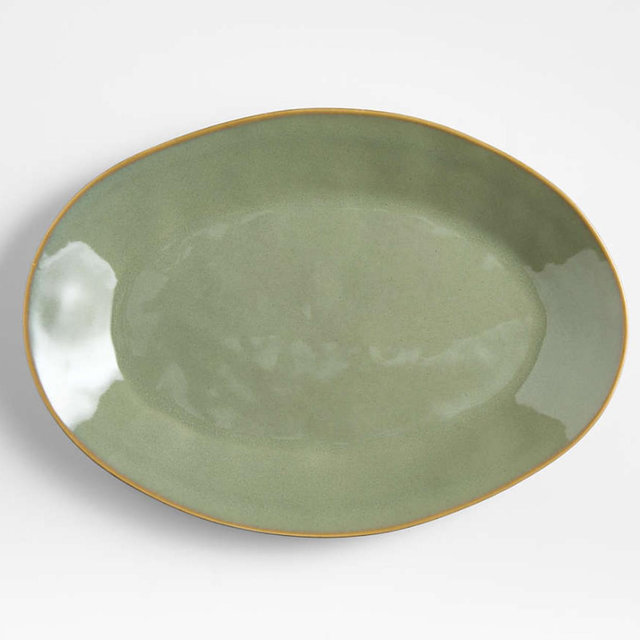 Marin Sage Green Small Oval Stoneware Platter