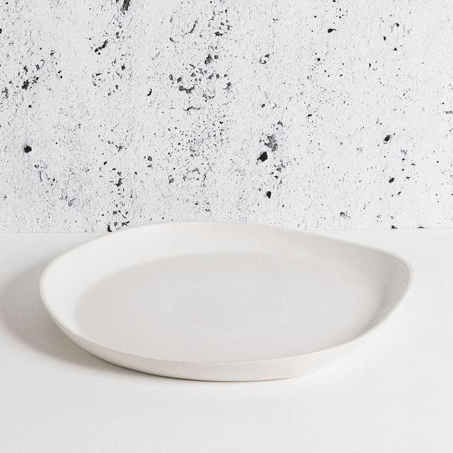 Stoneware Round Serving Platter Matte White