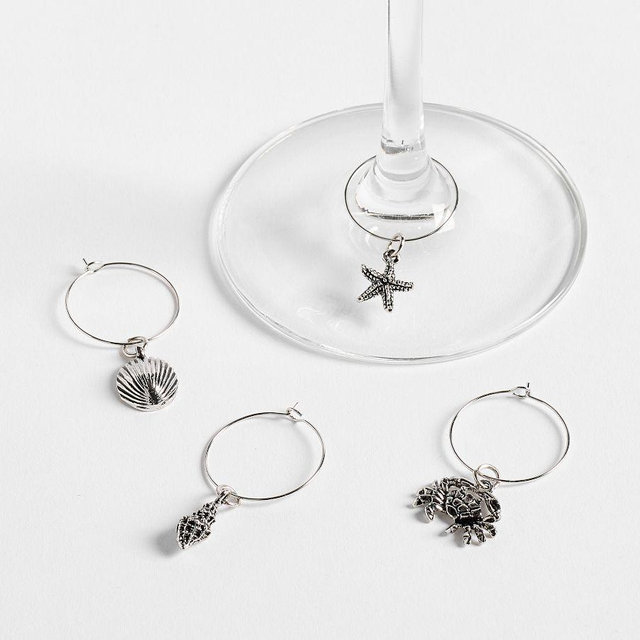 Coastal Wine Charms, Mixed Set of 4 - Silver