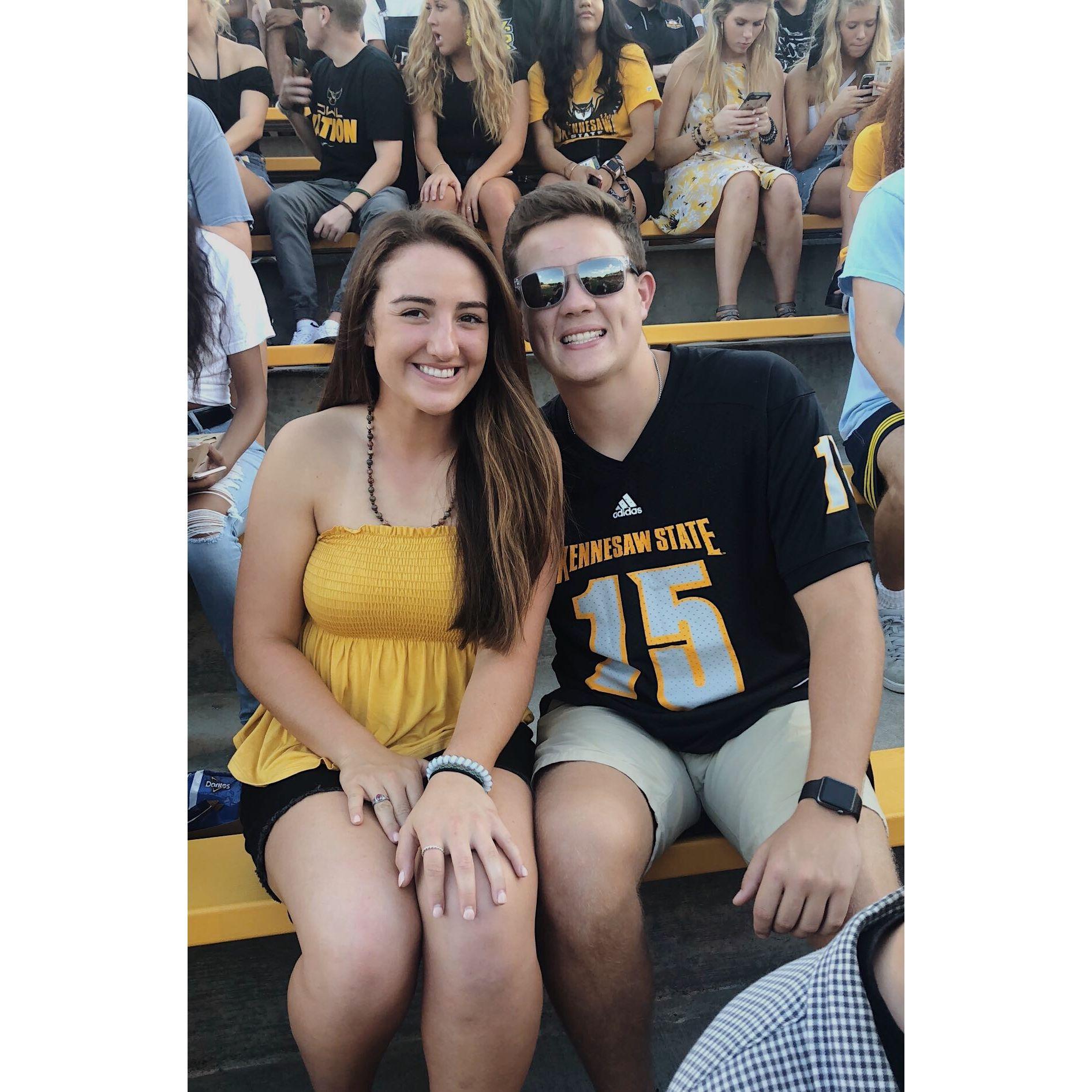 We were at a Kennesaw State Football game, where Hunter went to college