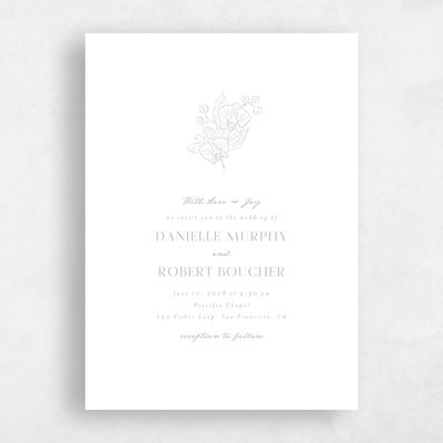 Greige, White Wedding Invitation - Orchidea Bloom
