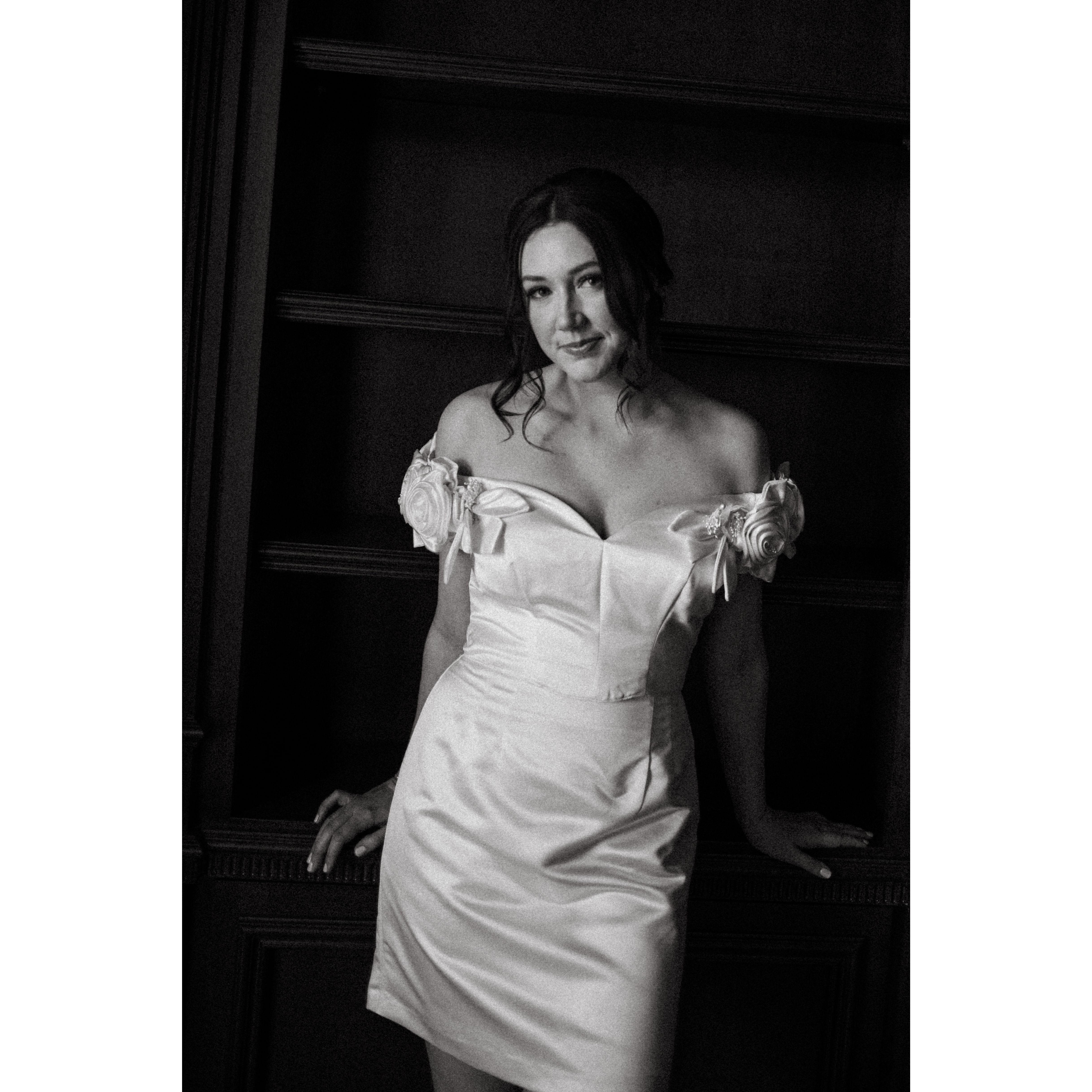 This dress was originally Lisa Weidman's wedding dress from 1994. When Lisa found out she was having two daughters, her first thought was that one of them could wear her dress!