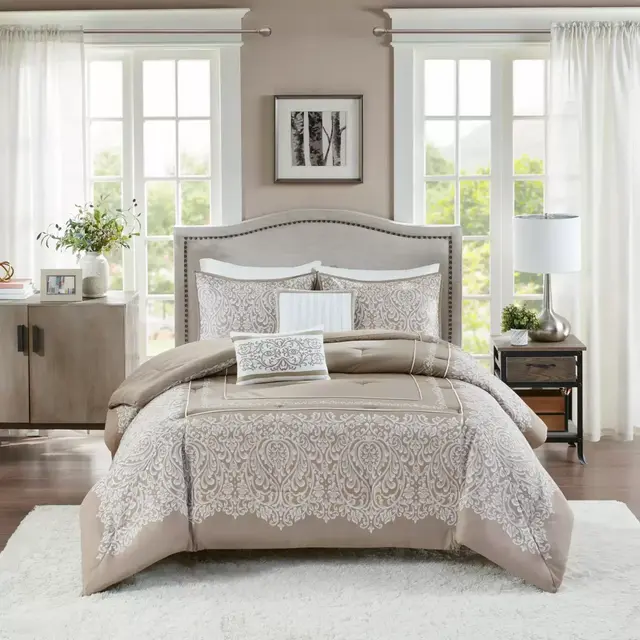 Madison Park® Henrietta Jacquard 5-Piece Full/Queen Comforter Set in Taupe