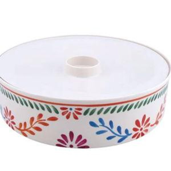 White Floral Melamine Tortilla Warmer, 10"