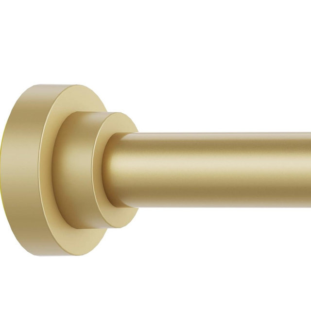 Gold Shower Curtain Rod Adjustable 43-92 inch, 1"Diameter Spring Tension Curtain Rod No Drill, Anti-Rust Non-Slip Shower Rod for Bathroom