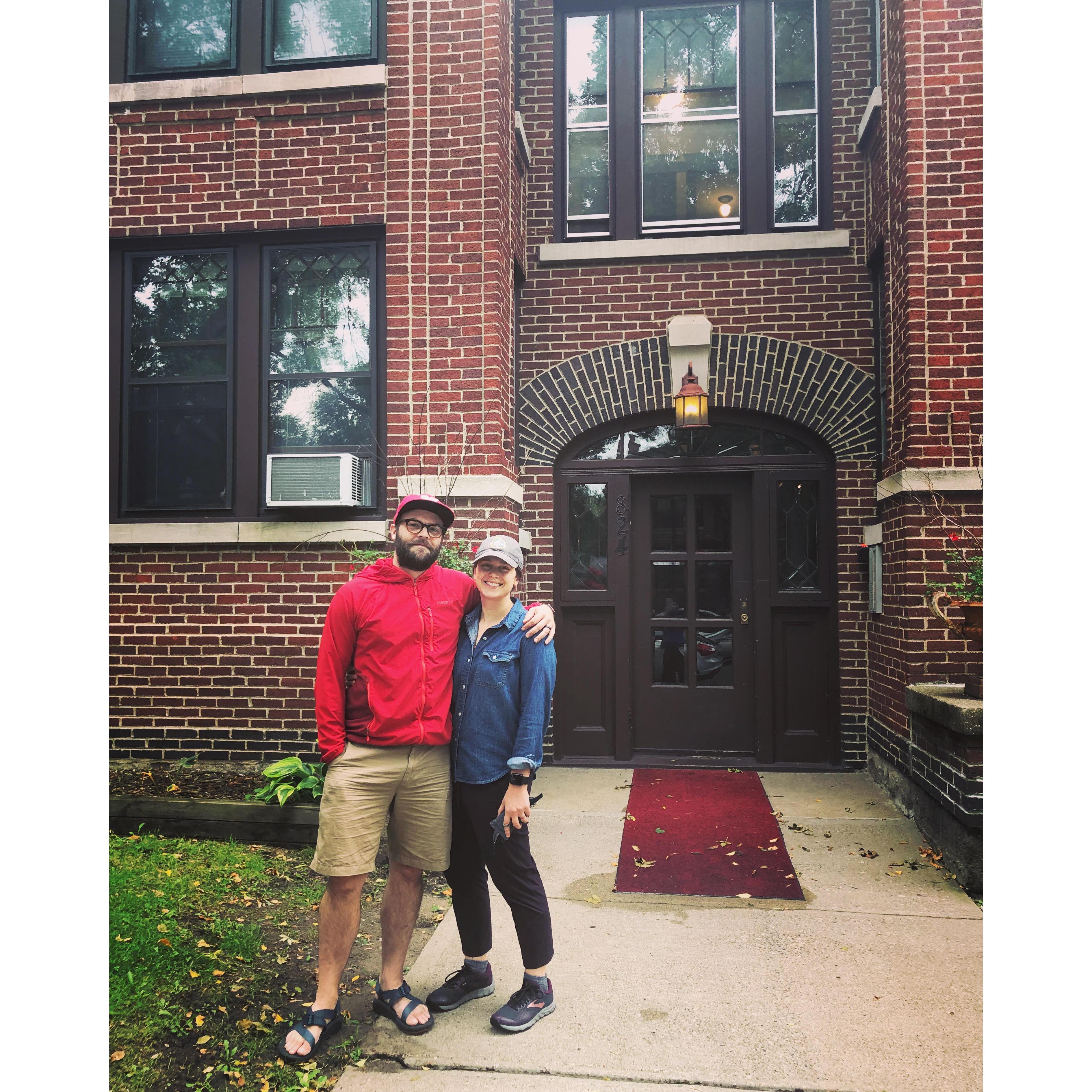 Our first apartment together in St. Paul, MN - this photo was taken just as we were leaving to move out to Arizona.