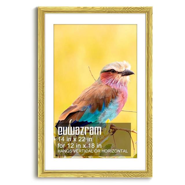euwazram Ornate Gold 14x22 Frame - Single Frame, 14 x 22 Poster Frame with Mat for 12x18, Picture Frames for Artwork, Puzzles, Photos and Movie Posters
