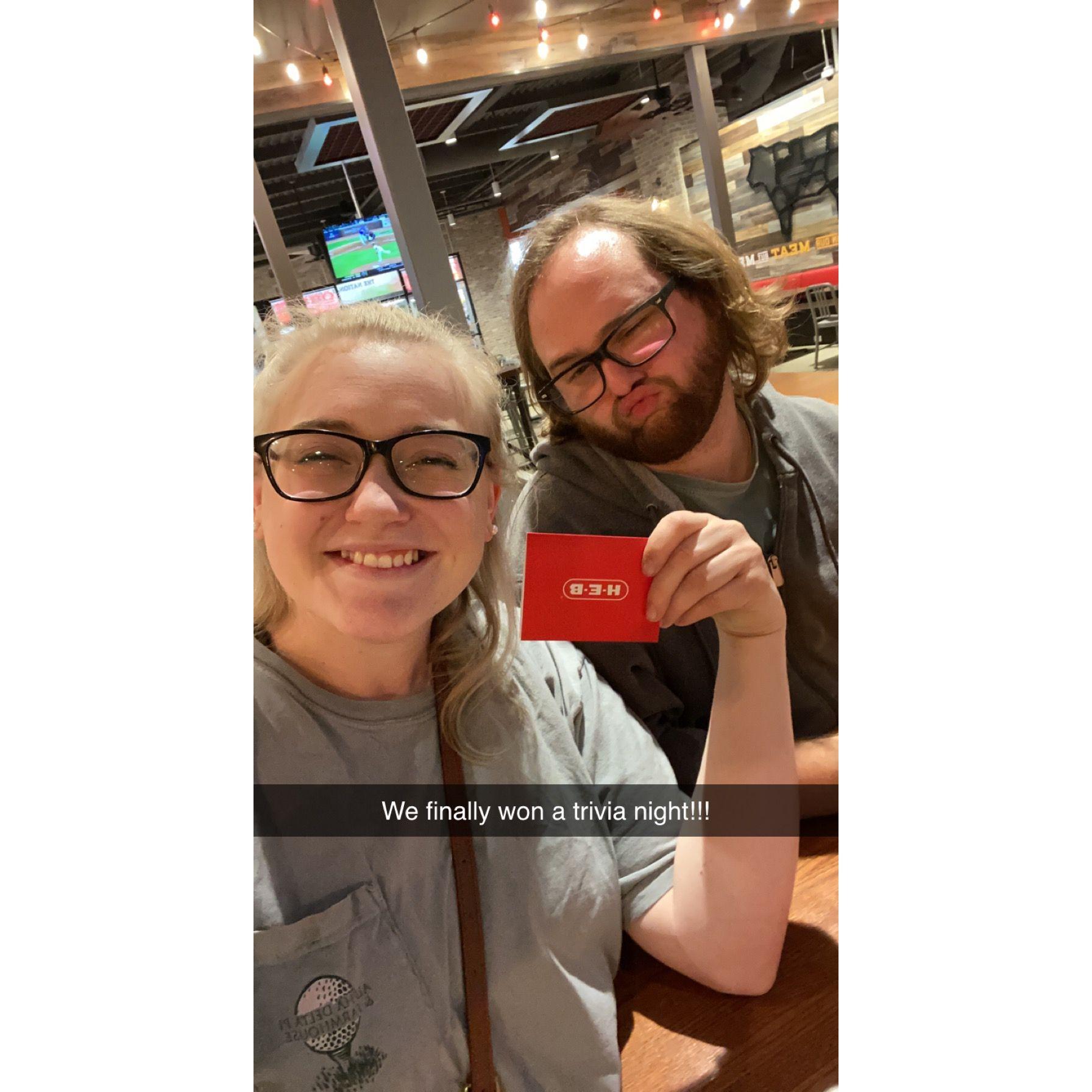 A rare occurrence when we are both not hosting trivia, we get to play and (sometimes) win!