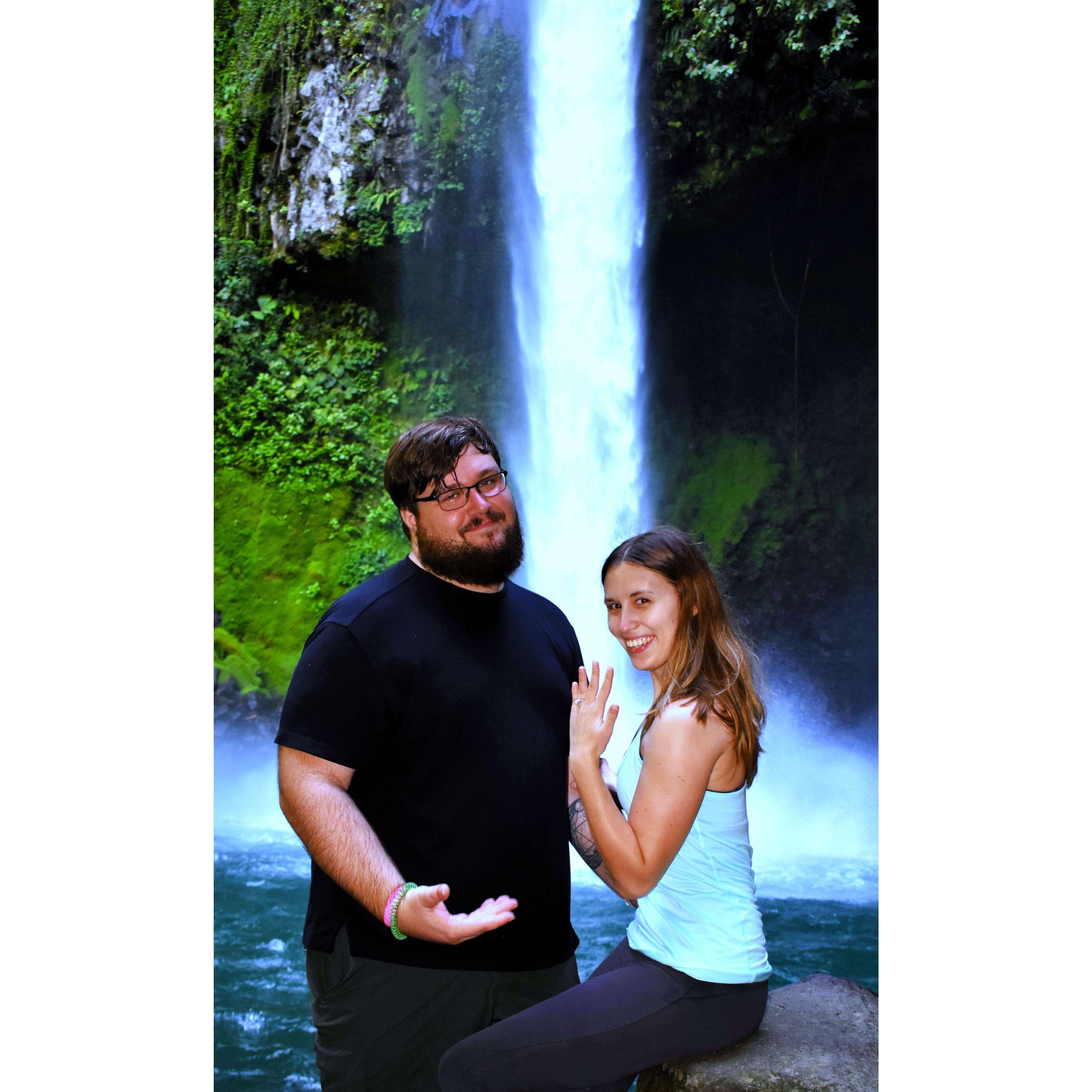 The day after he proposed we took this photo at La Fortuna Waterfall in Costa Rica