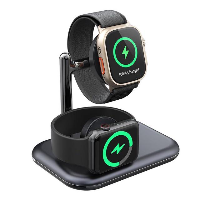 ANPULES Dual Watch Charger Stand for Apple Watch 9/ Ultra 2, 2 in 1 Foldable Charging Station for Apple Watch Series, Wireless Charger Dock Compatible with Apple Watch Ultra/8/7/6/5/3/2/SE (Black)