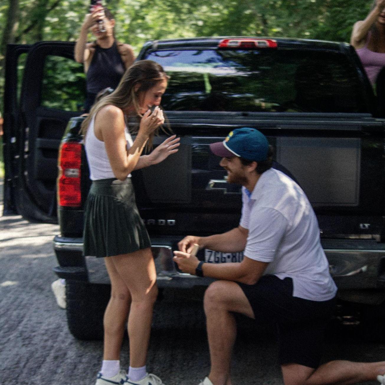 The proposal! Stephen pulled the ol' "popped a tire" trick & Mary fell for it. When Mary 1st visited Wampum, this was the exact spot she said "I love it here" & Stephen knew he'd propose there one day
