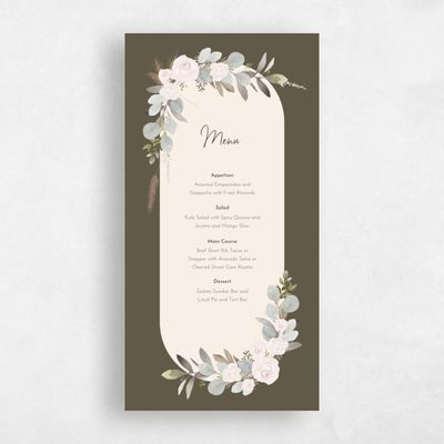 Dark Khaki, Green Wedding Menu - Adeleida