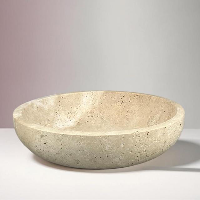 BIGPIPI Travertine Decorative Bowls for Home Decor, Marble Fruit Bowl for Kitchen Counter, Keys Bowl for Entryway Table, Large Candy Serving Bowl for Table Centerpiece Office Modern Home Decor (Beige)